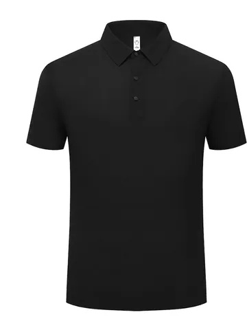 Polo da Uomo in Seta di Ghiaccio Manica Corta Senza Cuciture Asciugatura Rapida Protezione Solare Tinta Unita Casual Business Top Traspirante