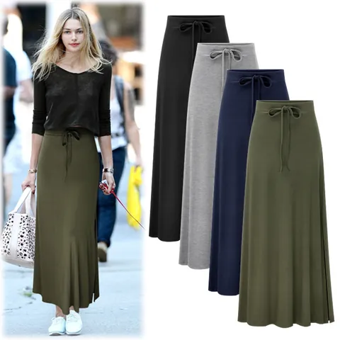 Women High Waist Slit Midi Pencil Skirt With Belt Korean Style Slim Fit Bodycon Polyester Spandex Straight Skirt