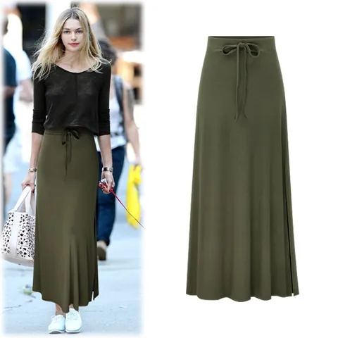 Women High Waist Slit Midi Pencil Skirt With Belt Korean Style Slim Fit Bodycon Polyester Spandex Straight Skirt