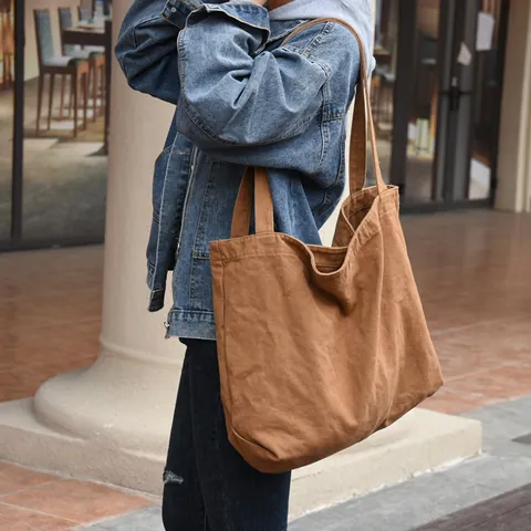 Borsa Tote da Donna in Tela di Grande Capacità Borsa a Tracolla Minimalista Tessitura Piana Moda Street Style per Studenti Universitari