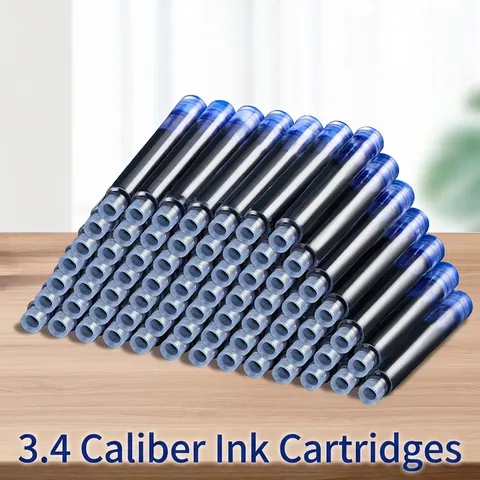 Cartouches d'Encre Universelles pour Stylo Plume Alésage 3.4mm 2.6mm Recharges Noir Bleu Rouge pour Fournitures de Bureau