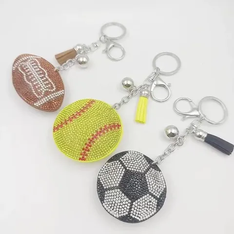 Porte-clés en Strass Ballon de Sport Avec Gland Football Basketball Volleyball Baseball Mini Pendentif de Sac Cadeau