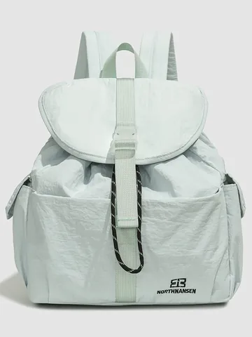 Zaino Stile Accademia in Nylon per Donna Borsa da Scuola Impermeabile con Coulisse e Fibbia a Patta Zainetto Casual Trendy Pendolarismo