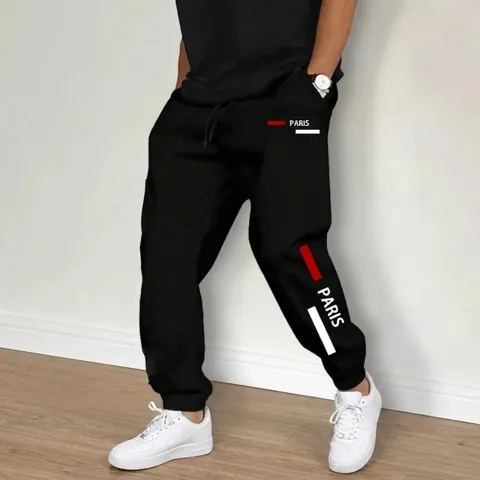 Pantaloni Sportivi da Uomo Casual Con Stampa Paris Coulisse in Vita per Autunno Inverno Pantaloni da Tuta Comodi