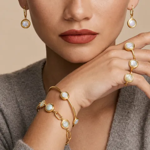 Joyas de Acero Inoxidable Oro Bordes Acanalados Resina Pendientes Geométricos Anillos Pulseras Accesorios Moda Mujer