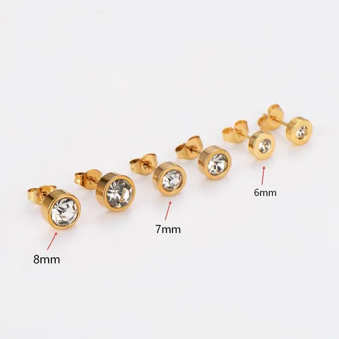 Minimalistische Geometrische Runde Zirkonia Ohrstecker Damen 304 Edelstahl Vergoldet Daily Commute Modeschmuck