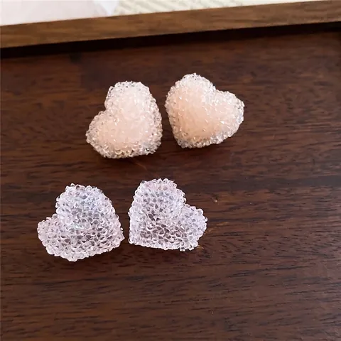 Süße Harz Herz Ohrstecker Für Damen Einfaches Frisches Design Silber Ohrringpfosten Nischen Schmuck Elegante Ohrringe