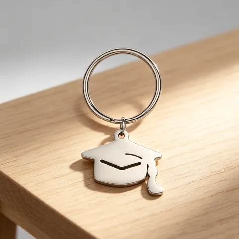 Portachiavi in Acciaio Inossidabile a Forma di Tocco da Laureato Pendente Minimalista Per Regalo di Laurea Studenti