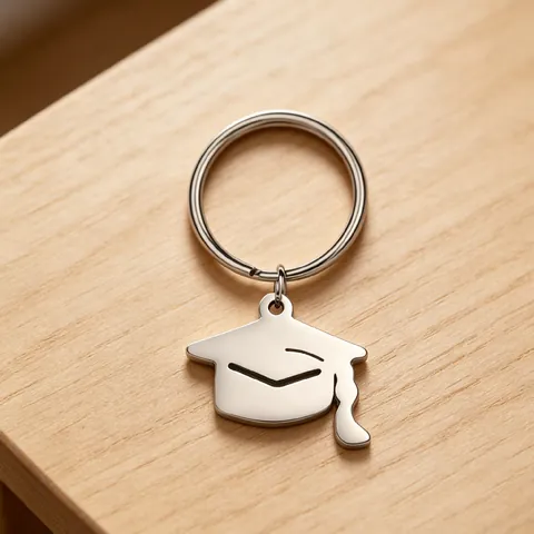 Portachiavi in Acciaio Inossidabile a Forma di Tocco da Laureato Pendente Minimalista Per Regalo di Laurea Studenti