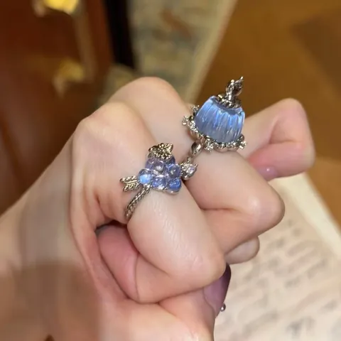 Leichter Luxus Kupfer Zirkonia Harz Pudding Traube Offene Ringe Für Damen Frischer Designer Stil Zeigefinger Ring Schmuck Geschenk