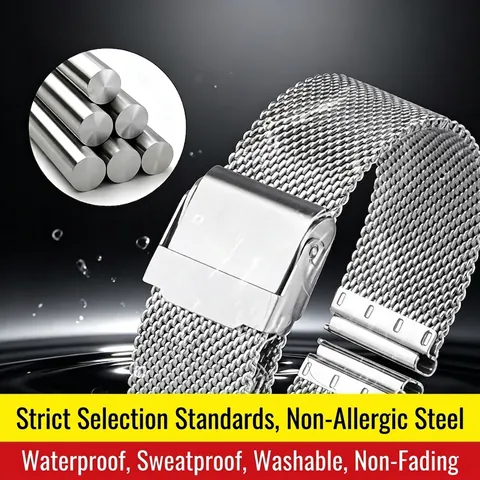 Milanese Mesh Uhrenarmband 304 Edelstahl Armband Schnellverschluss Gewebtes Armband Für Damen Herren Silber Gold Metall Ersatz