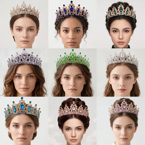 Baroque Wedding Crown Alloy Rhinestone Vintage Bridal Tiara For Banquet Party Headpiece Elegant Accessory