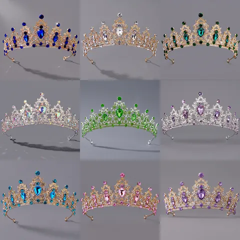 Baroque Wedding Crown Alloy Rhinestone Vintage Bridal Tiara For Banquet Party Headpiece Elegant Accessory