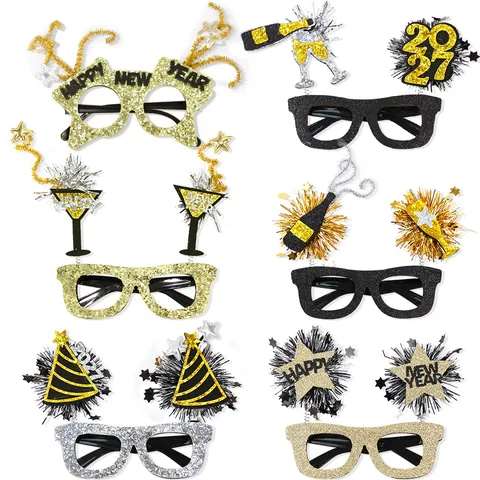 Gafas De Fiesta De Año Nuevo Plástico Purpurina Brillante Accesorios Fotos Celebración Gafas Decorativas Adultos Niños