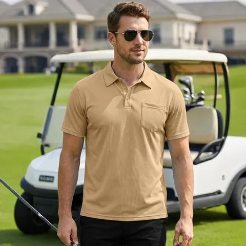 Men Polo Shirt Short Sleeve Mesh Breathable Lapel Pocket Casual Business Sport Fashion Tops Polyester Solid Color