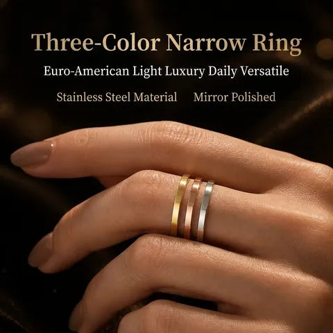 Minimalist Stainless Steel Thin Band Ring For Women French Ins Style Plain Polished Wedding Stacking Finger Ring Jewelry Gift