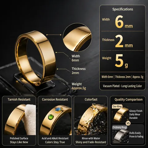 Anello a Fascia Liscia in Acciaio Inossidabile Minimalista Anello Lucido a Specchio Per Uomo Donna Gioielli di Moda Regalo
