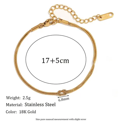 Minimalist Edelstahl Doppelschichtig Schlangenkette Knoten Armband Für Damen Verstellbar Mode Schmuck Elegantes Geschenk