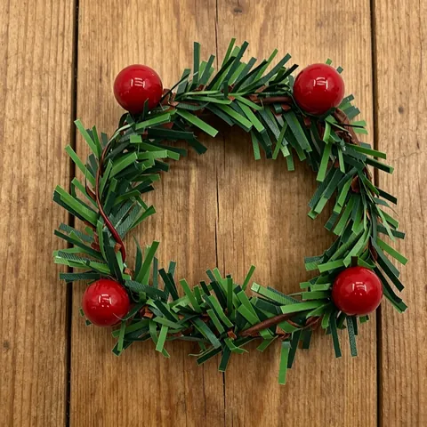 Kerst Servetringen Mini Krans Groene Dennennaalden Rode Bessen Feestelijke Tafeldecoratie Vakantie Feest Accessoire