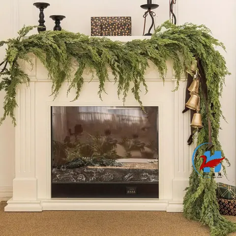 Ghirlanda Di Cedro Natalizia Artificiale Con Campanelli E Nastri Vite Di Cipresso Per Camino Scala Decorazione Festiva