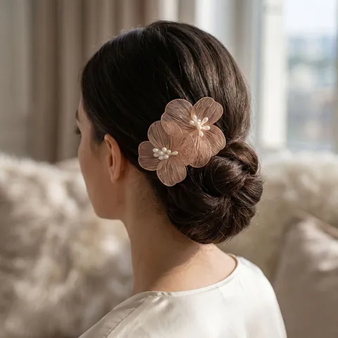 Peine para el Cabello de Novia de Metal Vintage Con Flor y Perla Artificial de Imitación Elegante Dorado Plateado para Boda Fiesta Mujer