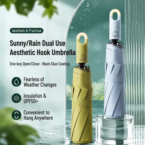 Automatischer Regenschirm Mit Ringgriff Vinylbeschichtung UV-Schutz Windfest Tragbar Regen Sonne Dualer Einsatz