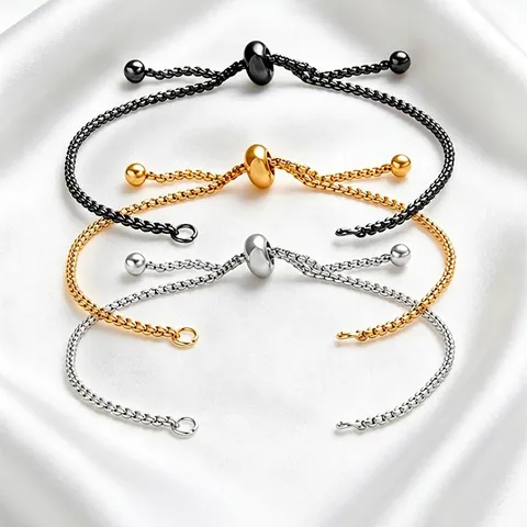 Pulsera De Acero Inoxidable Ajustable Minimalista Cadena De Caja Cierre De Bolo Deslizante Joyería De Moda Para Hombre Mujer