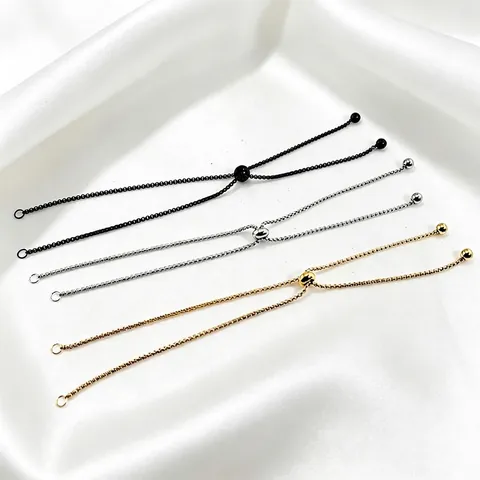 Pulsera De Acero Inoxidable Ajustable Minimalista Cadena De Caja Cierre De Bolo Deslizante Joyería De Moda Para Hombre Mujer