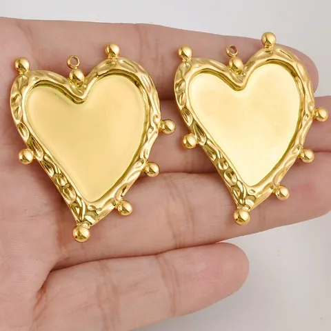 Onregelmatige Hartvorm Hanger 304 Roestvrij Staal Sieraden Maken Accessoire Voor Ketting Armband Vintage Kralen Rand Ontwerp