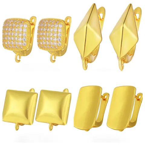 Geometrische Oorbelsluitingen Koper Zirkonia Micro Pave DIY Sieraden Maken Accessoires