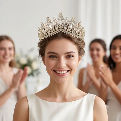 Couronne Diadème Baroque Vintage en Strass Alliage Cristal Coiffe de Mariée pour Mariage Banquet Fête Accessoires Femme