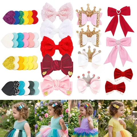 Mollette Per Capelli A Cuore Con Paillettes Per Ragazze Glitter Feltro Forcine Dolce Principessa Accessorio San Valentino