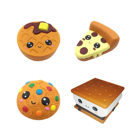 Schattige Slow Rebound Squishy Stressverlichtend Speelgoed Simulatie Voedsel Keks Pizza Brood Squeeze PU Schuim Sensorisch Speelgoed