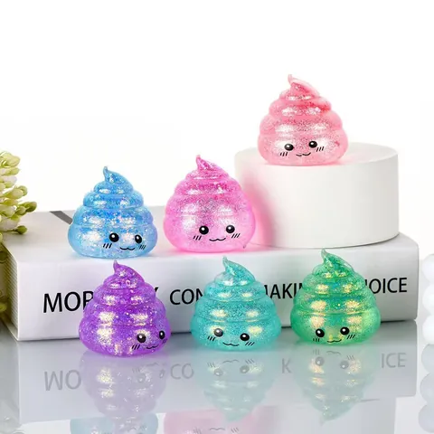 Giocattolo Creativo Squishy a Forma di Cacca Glitterata in Maltosio di Simulazione Antistress Giocattolo Divertente per Adulti e Bambini