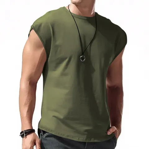 Ανδρικό Αμάνικο T-Shirt Γρήγορου Στεγνώματος Αμερικάνικου Στυλ Muscle Tank Top Στρογγυλή Λαιμόκοψη Μονόχρωμο Αθλητικό Casual Top για το Καλοκαίρι