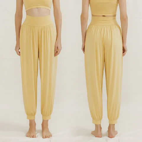 Pantalones de Yoga Harem de Cintura Alta para Mujer Sueltos Linterna Fitness Pantalones Deportivos Transpirables Pilates Danza