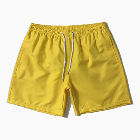 Men's Quick Dry Beach Shorts With Mesh Lining Solid Color Sporty Swimming Trunks Drawstring Elastic Waist Board Shorts