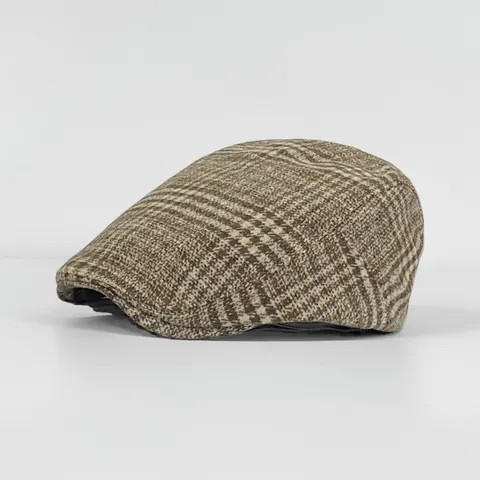 Coppola Vintage in Stile Britannico a Quadri Pied de Poule per Uomo Donna Regolabile Effetto Lana Berretto Newsboy Moda
