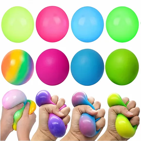 Regenboog Knijpspeeltje Stressverlichting Bal Fidget Toy TPR Zachte Sensorische Drukontlading Bal Meel Gevuld Regenboog Kraal Speelgoed Voor Kinderen Volwassenen
