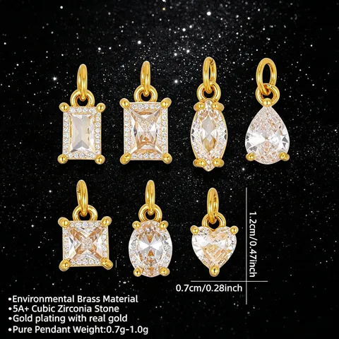 Pendentif en Cuivre Plaqué Or 18K Géométrique Zirconia DIY Bijoux Création Charms Pour Collier Bracelet Boucle Oreille Accessoire Luxe Léger
