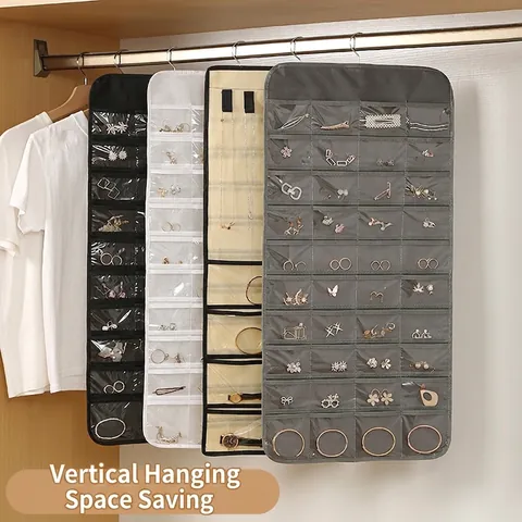 Dubbelzijdige Transparante Sieraden Hangende Organizer Tas Multi-Pocket Stofdichte Kast Opbergtas Voor Oorbellen Kettingen Horloges