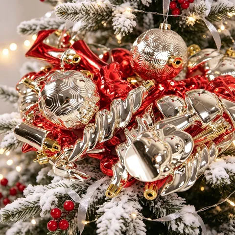 Christmas Ornaments Plastic Hanging Balls Candy Star Mushroom Icicle Shapes Holiday Tree Decor