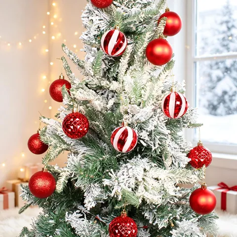 Weihnachtsbaumkugeln Kunststoff Matt Glänzend Glitzernd Texturiert Für Feiertagsfest Haus Dekoration Elegant