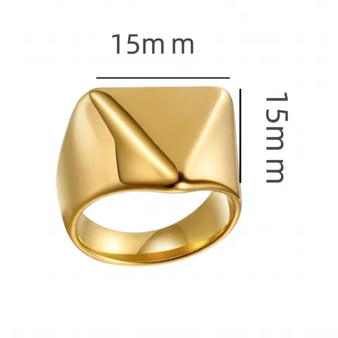 Minimalistischer Titanstahl Geometrischer Siegelring Für Damen Und Herren Polierter Glatter Quadratischer Herzbogen Ring Schmuck