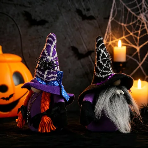 Halloween Zwerg Plüsch Spinne Vampir Gesichtslose Puppe Tischdeko Für Party Zuhause Festliche Dekoration Requisiten Lila Schwarz