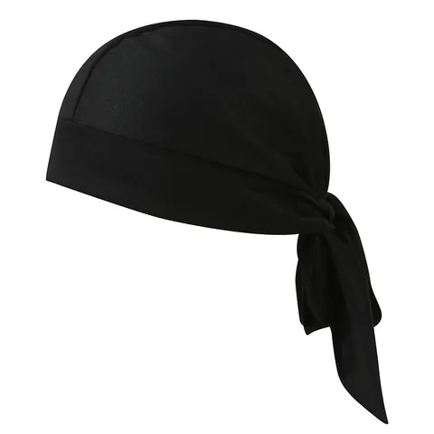 Solid Color Pirate Turban Hat Adjustable Straps Durag Headwrap For Outdoor Cycling Sports Chemo Cap Unisex Breathable Headwear