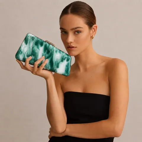 Acryl Abendtasche Clutch Marmor Textur Asymmetrisch Trapez Hartschale Handtasche Goldener Hardware Für Damen Party