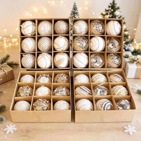 Ornamenti Appesi Albero Di Natale PET Plastica Iuta Künstliche Perle Luccicanti Palle Decorazione Casa Festa Elegante Festivo