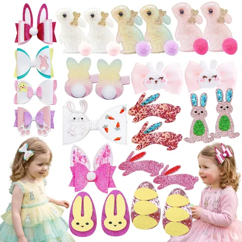 Pasen Konijn Pompon Haarspelden Lovertjes Glitter Konijn Haarspeldjes Zoete Eendenbek Clip Haaraccessoires Voor Kinderen Meisjes