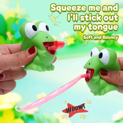 Cartoon Frosch Dinosaurier Quetschspielzeug Weichvinyl Zunge Raus Squishy Stressabbau Spielzeug Lustiges Klingendes Entlüftungsspielzeug